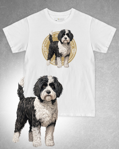 TRICOURI CU CÂINI - Tricou alb damă. Tricou alb bărbați. Tricou personalizat. Tricou bumbac 100%. Tricou Portuguese Water