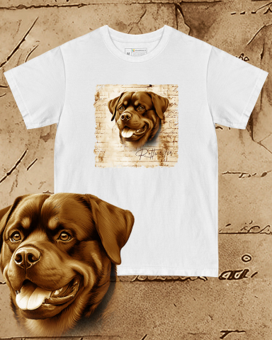 TRICOURI CÂINI "VINTAGE" - Tricou alb damă. Tricou alb bărbați. Tricou personalizat. Tricou bumbac 100%.  Rottweiler