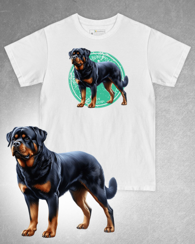 TRICOURI CÂINI - Tricou alb damă. Tricou alb bărbați. Tricou personalizat. Tricou bumbac 100%. Tricou Rottweiler