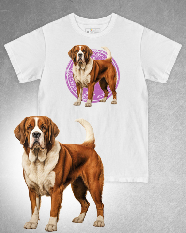 TRICOURI CU CÂINI - Tricou alb damă. Tricou alb bărbați. Tricou personalizat. Tricou bumbac 100%. Tricou Saint Bernard