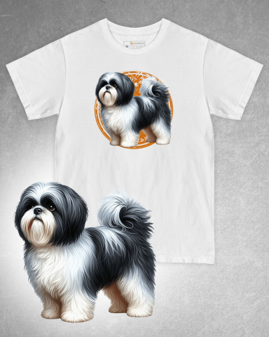 TRICOURI CÂINI - Tricou alb damă. Tricou alb bărbați. Tricou personalizat. Tricou bumbac 100%. Tricou Shih Tzu