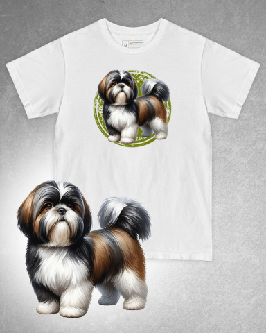 TRICOURI CÂINI - Tricou alb damă. Tricou alb bărbați. Tricou personalizat. Tricou bumbac 100%. Tricou Shih Tzu