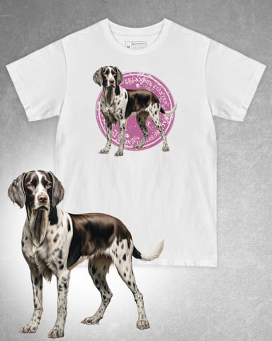 TRICOURI CU CÂINI - Tricou alb damă. Tricou alb bărbați. Tricou personalizat. Tricou bumbac 100%. Tricou Small Munsterlander Pointer