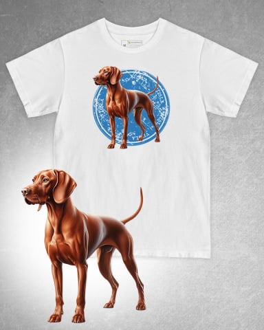 TRICOURI CÂINI - Tricou alb damă. Tricou alb bărbați. Tricou personalizat. Tricou bumbac 100%. Tricou Vișlă Maghiară / Hungarian Vizsla