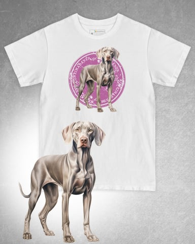 TRICOURI CU CÂINI - Tricou alb damă. Tricou alb bărbați. Tricou personalizat. Tricou bumbac 100%. Tricou Weimaraner