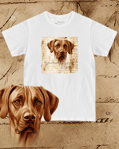 TRICOURI CÂINI "VINTAGE" - Tricou alb damă. Tricou alb bărbați. Tricou personalizat. Tricou bumbac 100%.  Weimaraner Rhodesian Ridgeback