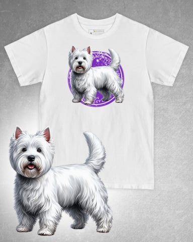 TRICOURI CÂINI - Tricou alb damă. Tricou alb bărbați. Tricou personalizat. Tricou bumbac 100%. Tricou West Highland White Terrier