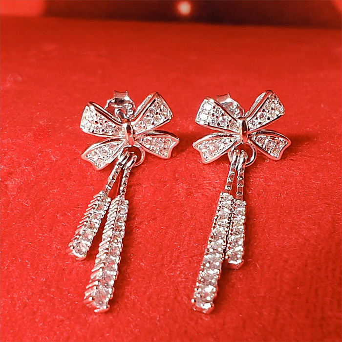 Cercei fundiță din argint 925 cu zirconiu – rodiu / aur rose [2]