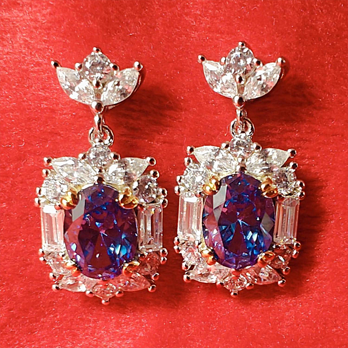 Cercei argint 925 cu piatră ovală din zirconiu [4]