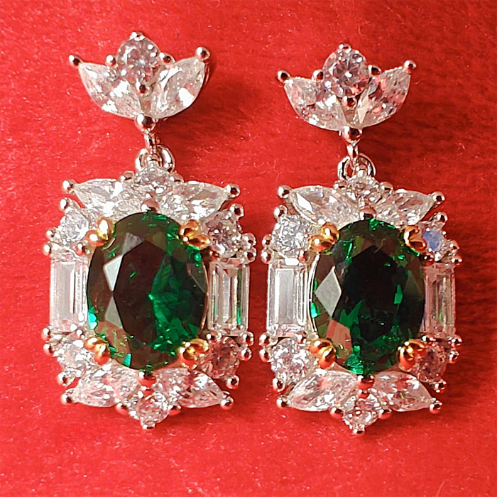 Cercei argint 925 cu piatră ovală din zirconiu [5]