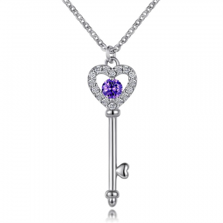 Pandantive - Pandantiv cheiță inimă argint 925 cu zirconiu