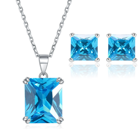 Seturi Bijuterii - Set pandantiv și cercei din argint 925 cu zirconiu – culori multiple