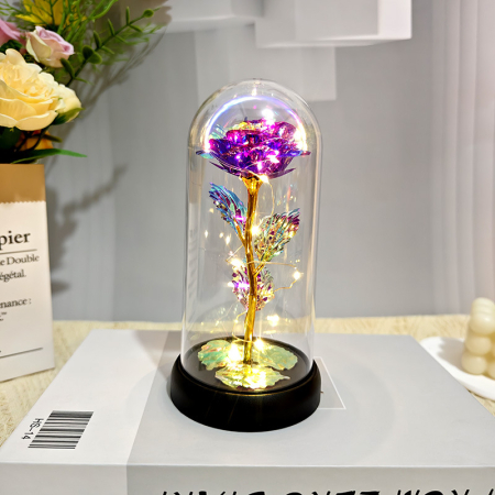 De sezon - Trandafir Galaxy în Cupolă de Sticlă cu Lumini LED Albe