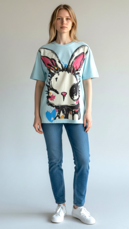 Tricouri - Tricou dama oversized Bunny Wink