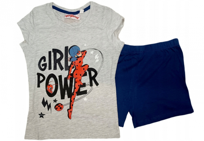 Pijamale scurte pentru copii, Miraculous, Ladybug, Glitter Print, Bumbac [3]