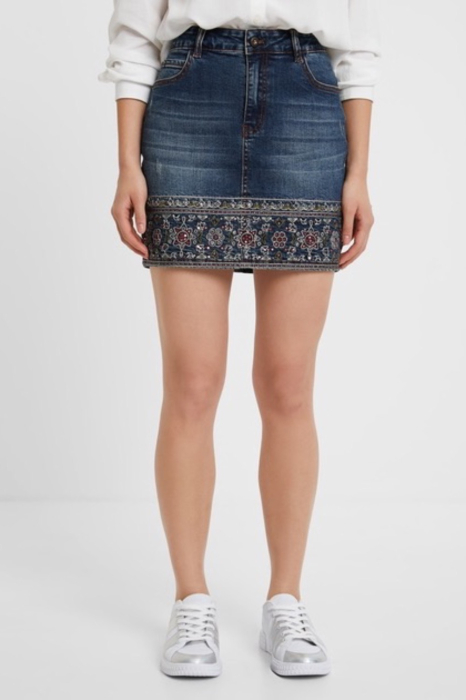 Fusta Dama, Desigual, Denim, Motiv Floral [7]