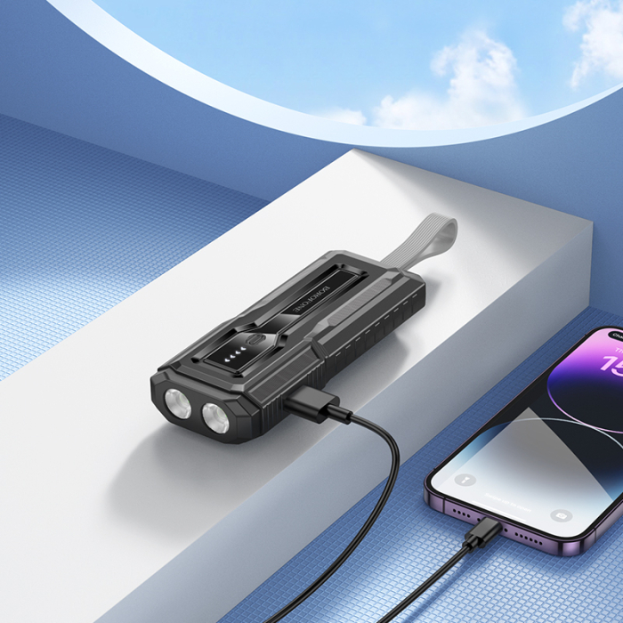 Baterie Externa, Borofone, BJ54 Graceful, 10000MAH, 22.5W, QC 3.0 + PD, USB-A + USB-C, Neagra [4]