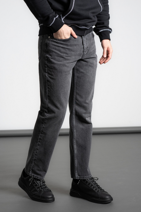 Blugi Bărbați, Karl Lagerfeld Jeans, Gri, Straight Fit, Bumbac organic [3]