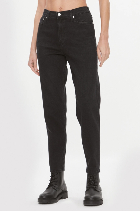Blugi Dama, Calvin Klein Jeans, Denim, Negru, Mom Fit, Talie Inalta [1]