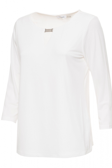 Bluza Dama, Calvin Klein, Eleganta cu broșă argintie, Alb [3]