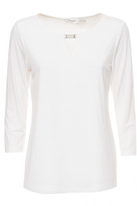 Bluza Dama, Calvin Klein, Eleganta cu broșă argintie, Alb [1]