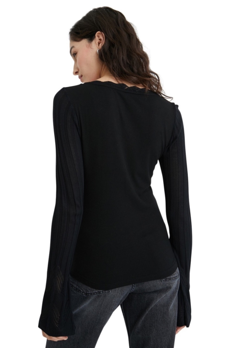 Bluza Dama, Desigual, Negru, In V, Cu aspect striat [2]