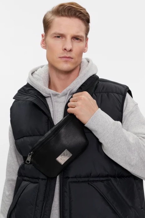 Borseta Unisex, Calvin Klein Jeans, Negru, Logo Metalic, Piele Ecologica [5]