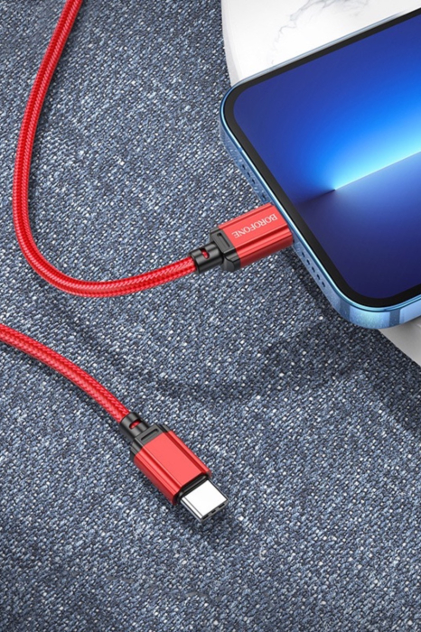 Cablu Date, Borofone, BX87 Sharp - USB Tip C la Lightning - PD 20W, 1 Metru, Roșu [5]