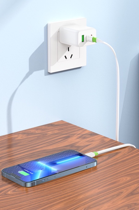 Cablu Date, Borofone, BX89 Uniune - USB TIP C La Lightning - PD 20W, 1 Metru, Alb-Verde [5]