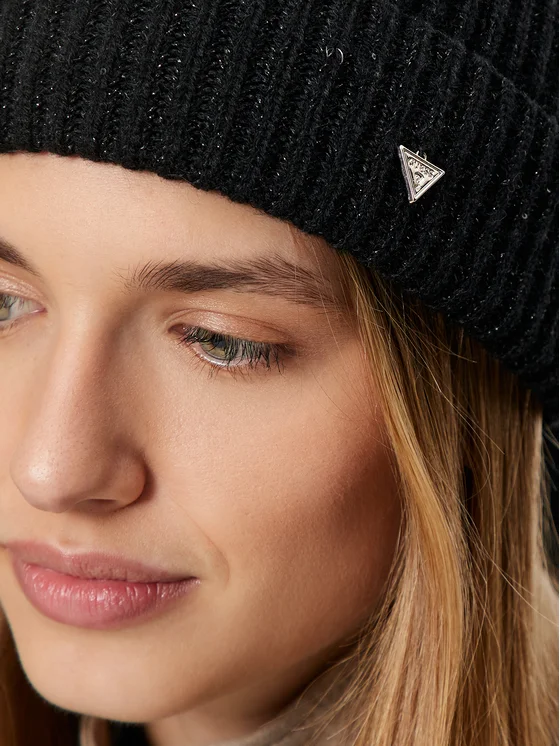 Caciula Dama, Guess, Negru, Logo Metalic [4]