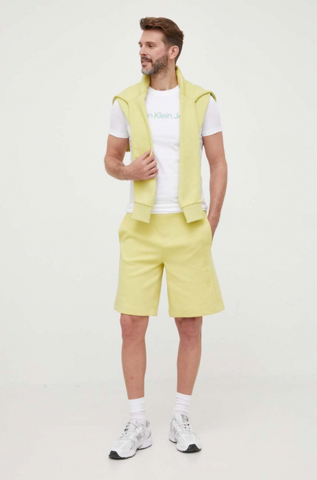 CALVIN KLEIN JEANS, Tricou Bărbați, Slim fit cu imprimeu logo, Alb, Bumbac [4]