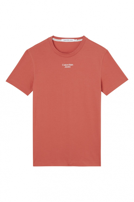Calvin Klein Jeans, Tricou Bărbați, Slim fit, Din amestec de bumbac organic cu decolteu la baza gatului, Portocaliu mandarina [6]