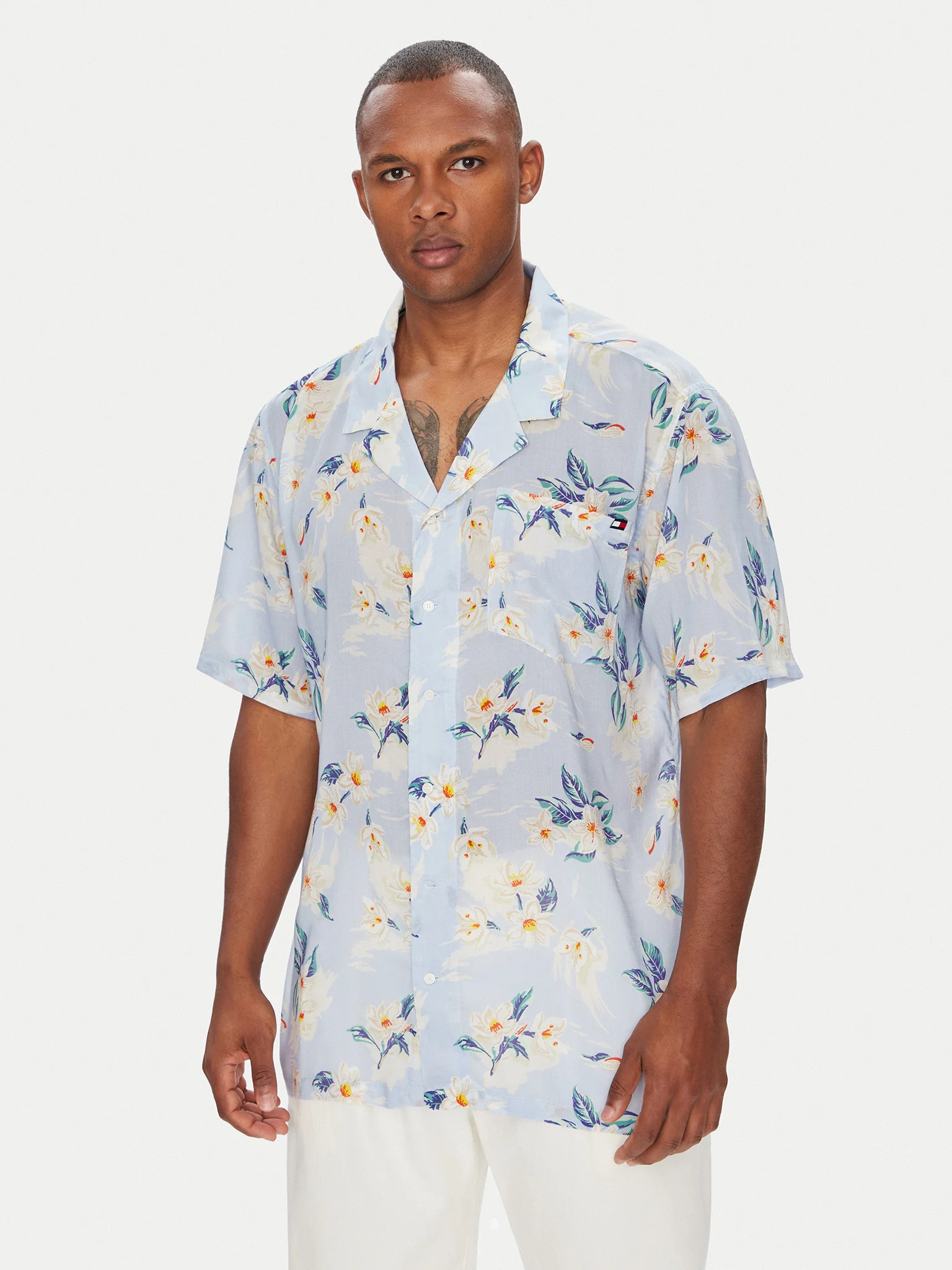 Camasa Barbati, Tommy Hilfiger, Imprimeu Floral, Albastru Deschis, Regular Fit [2]
