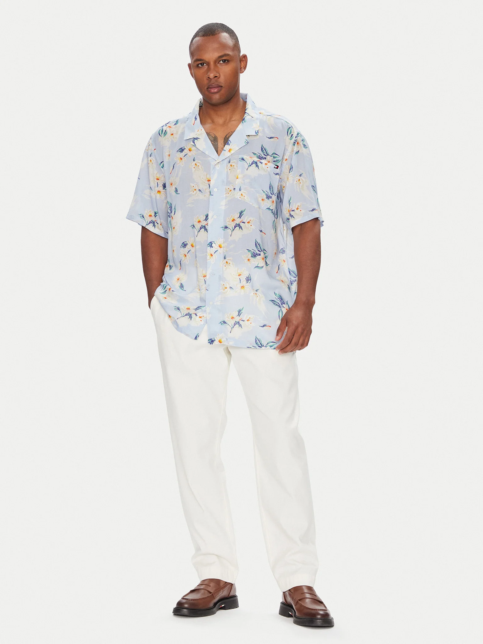 Camasa Barbati, Tommy Hilfiger, Imprimeu Floral, Albastru Deschis, Regular Fit [4]
