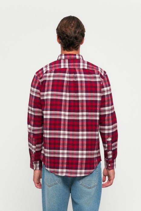 Camasa Barbati, Tommy Hilfiger, In Carouri, Burgundy, Bumbac, Logo Brodat [3]