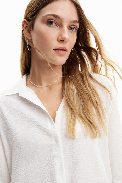 Camasa Dama, Desigual, Mini Logo, Alb, Vascoza [5]