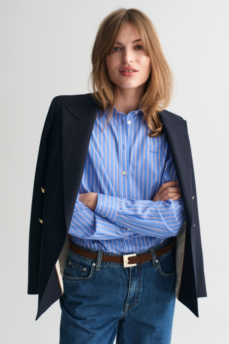 Camasa Dama, Gant, Albastru, Bumbac, Dungi Vopsite [1]