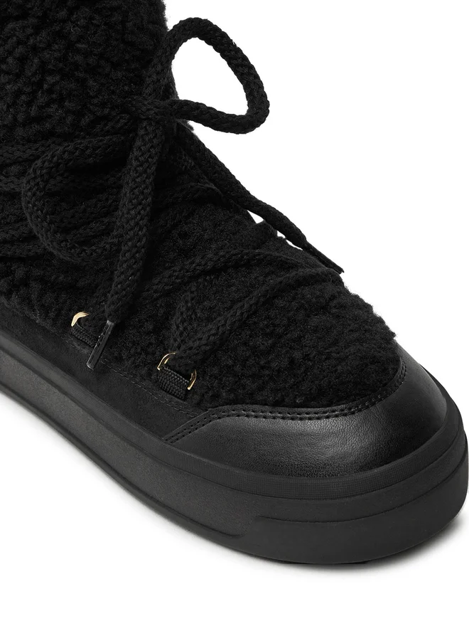 Cizme dama de zăpadă, Tommy Hilfiger, Lace-Up Faux Shearling Snowboot, Negru [4]