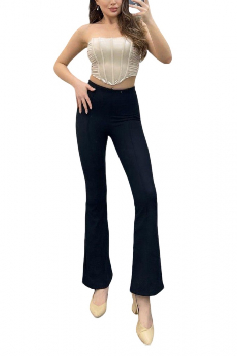 Colanti Dama, Cu talie inalta si picior evazat, Mini striatii, Negru [3]