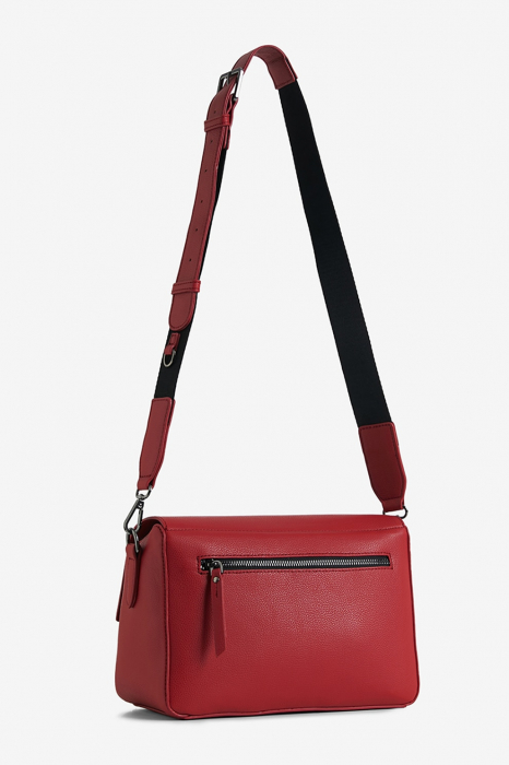 Desigual, Geanta crossbody din piele ecologica, Cu logo in relief, Rosu inchis [2]