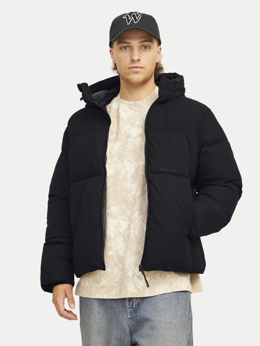 Geaca Bărbați, Jack & Jones, Negru, Puffer, Rezistenta la vânt cu gluga [2]