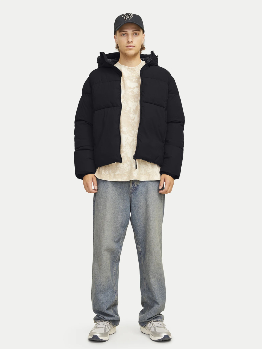 Geaca Bărbați, Jack & Jones, Negru, Puffer, Rezistenta la vânt cu gluga [5]