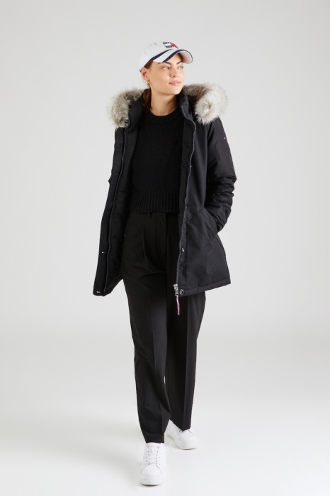 Geaca Parka, Tommy Hilfiger, Dama, Negru, Logo Brodat [4]