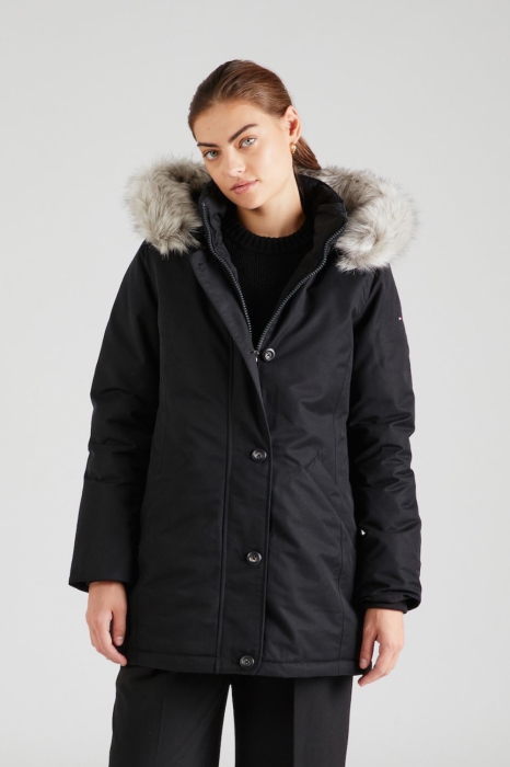 Geaca Parka, Tommy Hilfiger, Dama, Negru, Logo Brodat [2]