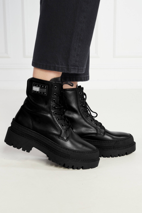 Ghete Dama, Tommy Hilfiger, Negru, Piele, Mini Logo [7]