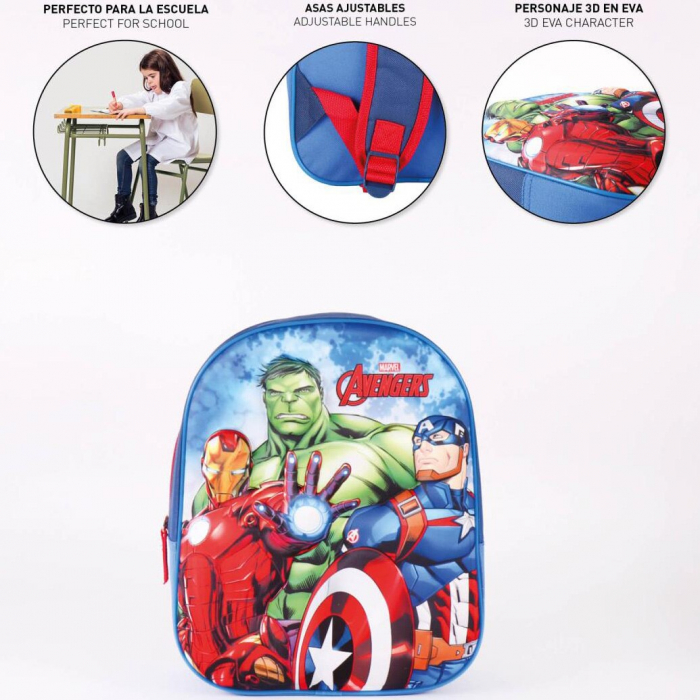 Ghiozdan Copii 3D, Avengers, Marvel, 1 Fermoar, 31 x 25 x 10 cm [5]
