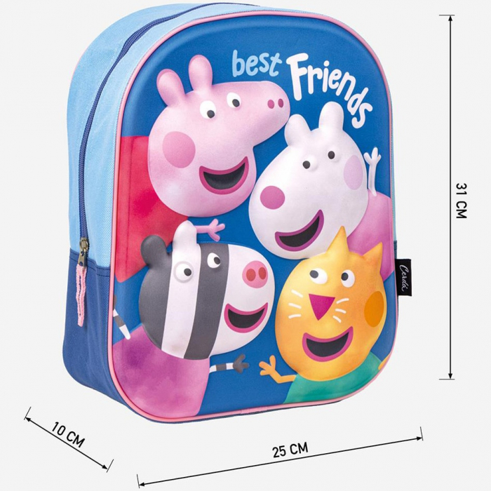 Ghiozdan Copii 3D, Peppa Pig, 1 Fermoar, 31 x 25 x 10 cm [6]