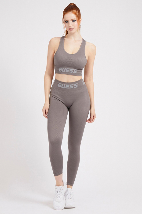 Guess, Bustiera cu imprimeu logo pentru fitness, Gri, XS-S [3]