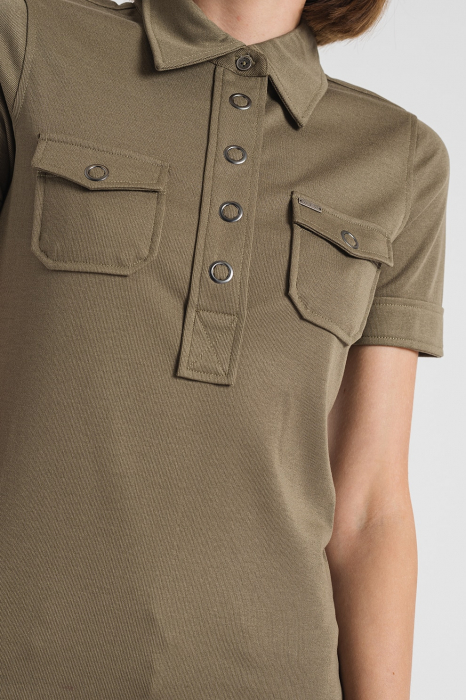 Guess, Tricou Dama, Polo slim fit, Verde feriga [7]