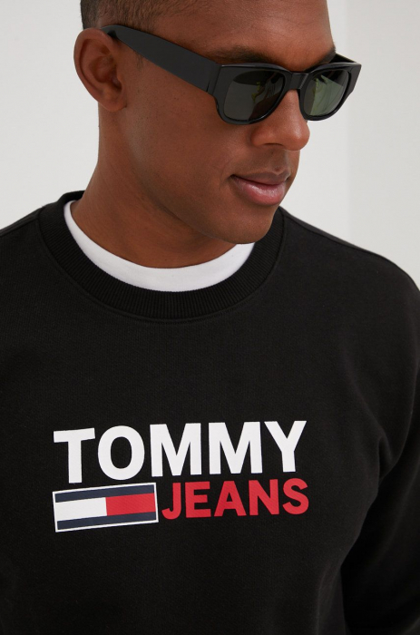 Hanorac Barbati, Tommy Hilfiger, Negru/Albastru Închis, Bumbac, Logo printat [4]